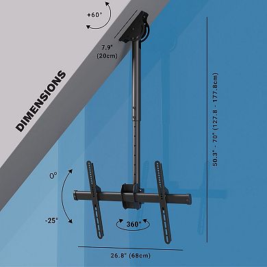 ProMounts Tilt and Swivel Ceiling TV Mount 37-90 Inch Screens Holds up to 110Lbs.