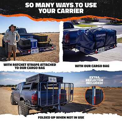 Mockins 60"x30"x6" Navy Tow Hitch Cargo Carrier with 30 Cu.Ft. Navy Cargo Bag