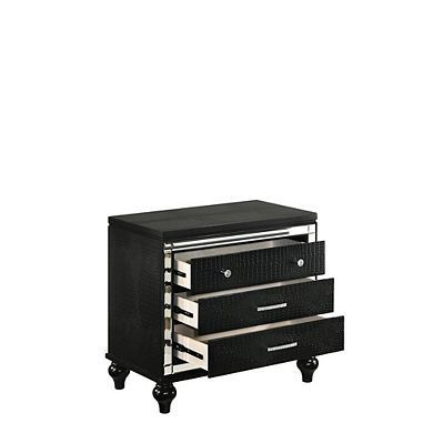 New Classic Furniture Furniture Valentine Solid Wood 3-Drawer Nightstand in Black