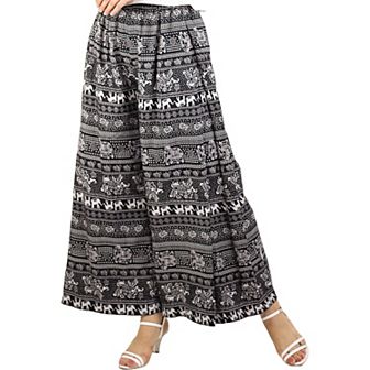 Women's Elastic Waist Wide Leg Boho Printed Palazzo Beach Pants