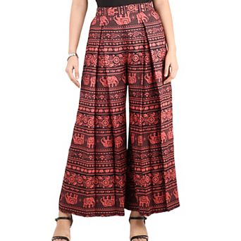 Women's Elastic Waist Wide Leg Boho Printed Palazzo Beach Pants