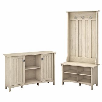Bush Furniture Salinas Entryway Storage Set with Hall Tree, Shoe Bench and Accent Cabinet