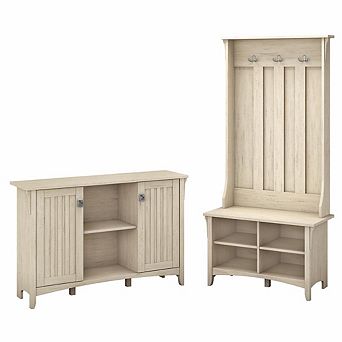 Bush Furniture Salinas Entryway Storage Set with Hall Tree, Shoe Bench and Accent Cabinet