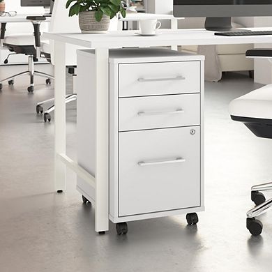 Hustle 3 Drawer Mobile File Cabinet in White