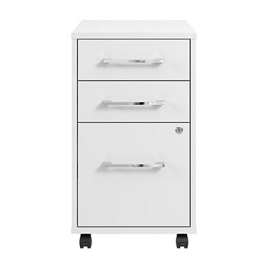 Hustle 3 Drawer Mobile File Cabinet in White