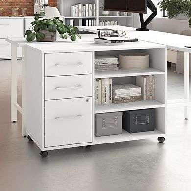 Hustle Office Storage Cabinet with Wheels in White