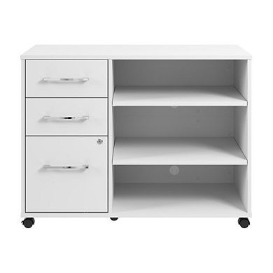 Hustle Office Storage Cabinet with Wheels in White