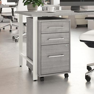 Hustle 3 Drawer Mobile File Cabinet in Platinum Gray