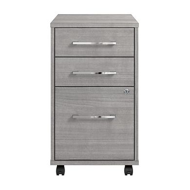 Hustle 3 Drawer Mobile File Cabinet in Platinum Gray