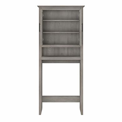 Bush Furniture Tall Linen Cabinet and Over The Toilet Storage Cabinet Driftwood Gray