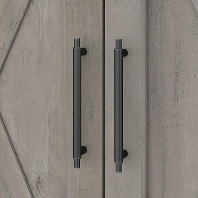 Bush Furniture Tall Linen Cabinet and Over The Toilet Storage Cabinet Driftwood Gray