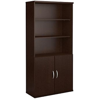 Bush Business Furniture Series C 36W 5 Shelf Bookcase with Doors, Mocha Cherry