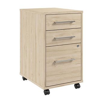 Hustle 3 Drawer Mobile File Cabinet in Natural Elm