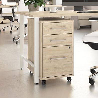Hustle 3 Drawer Mobile File Cabinet in Natural Elm