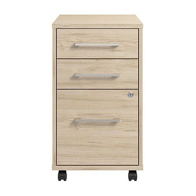 Hustle 3 Drawer Mobile File Cabinet in Natural Elm