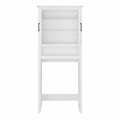 Bush Furniture Tall Linen Cabinet and Over The Toilet Storage Cabinet White Ash