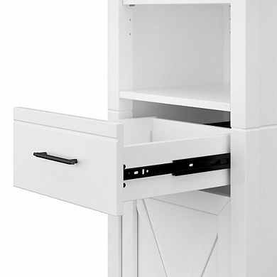 Bush Furniture Key West Tall Narrow Bookcase Cabinet White Ash