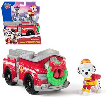 PAW Patrol Marshall Holiday Fire Truck with Wreath & Ribbon Toy Figure