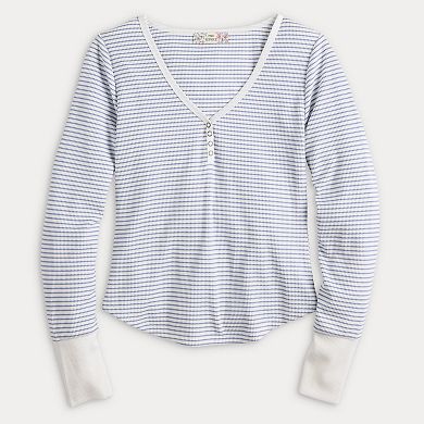 Juniors' Pink Republic Waffle Lounge Henley