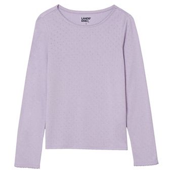 Girls 2-16 Lands' End Long Sleeve Pointelle Knit Shirt