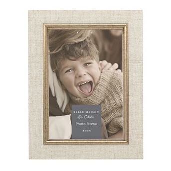 Belle Maison 4-Inch x 6-Inch Linen Tabletop Photo Frame