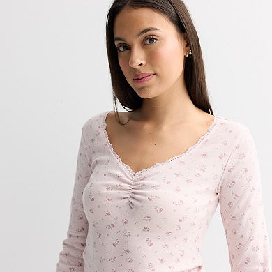 Juniors' Pink Republic Long Sleeve Cinch Top