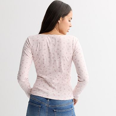 Juniors' Pink Republic Long Sleeve Cinch Top