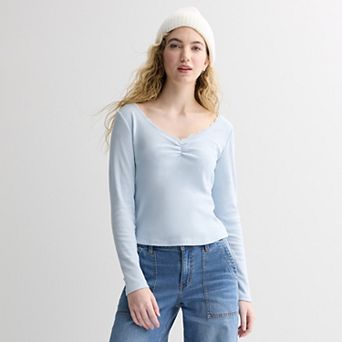 Juniors' Pink Republic Long Sleeve Cinch Top