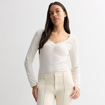 Juniors' Pink Republic Long Sleeve Cinch Top