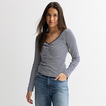 Juniors' Pink Republic Long Sleeve Cinch Top