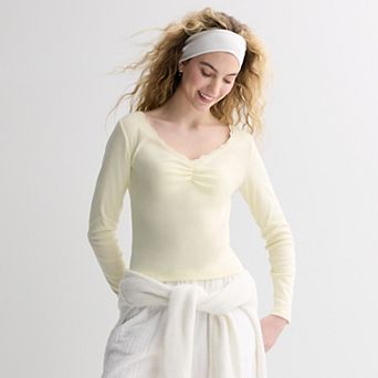 Juniors' Pink Republic Long Sleeve Cinch Top