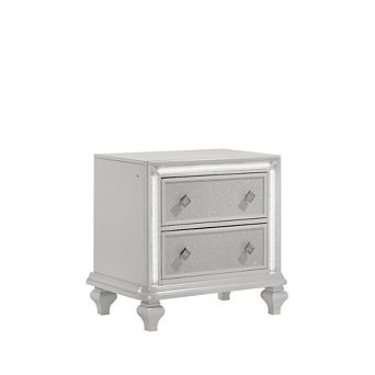 New Classic Furniture Stardust Wood 2-Drawer Nightstand, White