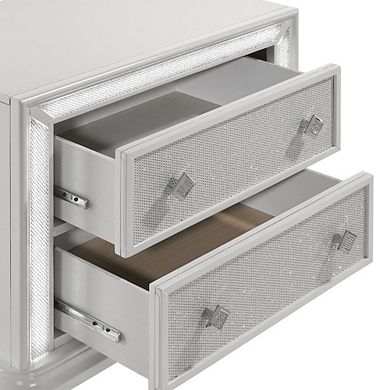 New Classic Furniture Stardust Wood 2-Drawer Nightstand, White