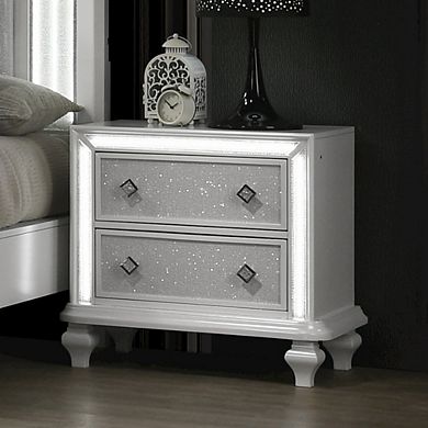 New Classic Furniture Stardust Wood 2-Drawer Nightstand, White