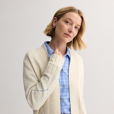 Women's Croft & Barrow® Open Front Rib Stitch Cozy Sweater Cardigan