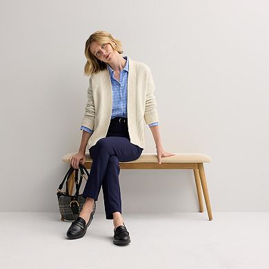 Women's Croft & Barrow® Open Front Rib Stitch Cozy Sweater Cardigan