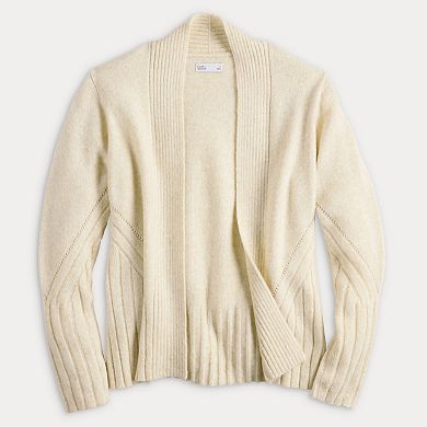 Women's Croft & Barrow® Open Front Rib Stitch Cozy Sweater Cardigan