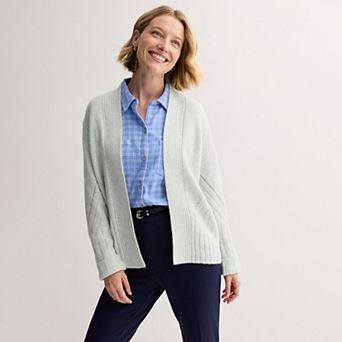 Women's Croft & Barrow® Open Front Rib Stitch Cozy Sweater Cardigan