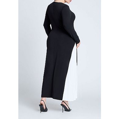 ELOQUII Women's Plus Size Maxi Dress With Pleat