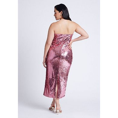 ELOQUII Women's Plus Size Corset Bodice Sequin Dress