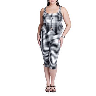 ELOQUII Women's Plus Size Gingham Capri Legging