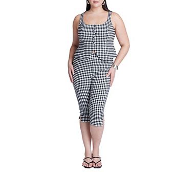 ELOQUII Women's Plus Size Gingham Capri Legging