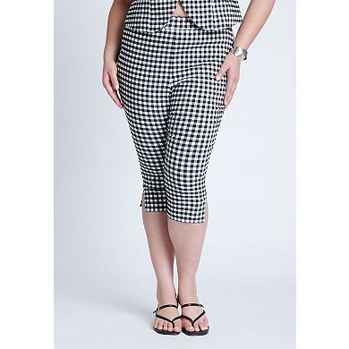 ELOQUII Women's Plus Size Gingham Capri Legging