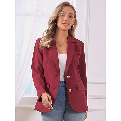 Business Casual Blazer for Women's Notched Lapel Long Sleeve Single Breasted Work Suit Jackets