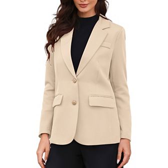 Business Casual Blazer for Women's Notched Lapel Long Sleeve Single Breasted Work Suit Jackets