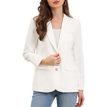 Business Casual Blazer for Women's Notched Lapel Long Sleeve Single Breasted Work Suit Jackets