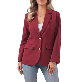 Business Casual Blazer for Women's Notched Lapel Long Sleeve Single Breasted Work Suit Jackets