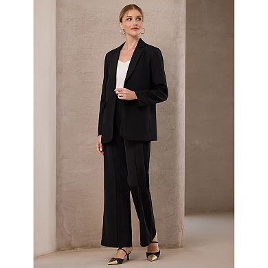 Women's One Button Blazers Trendy Long Sleeve Work Office Suit Jackets
