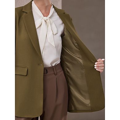 Women's One Button Blazers Trendy Long Sleeve Work Office Suit Jackets