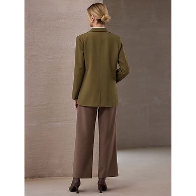 Women's One Button Blazers Trendy Long Sleeve Work Office Suit Jackets